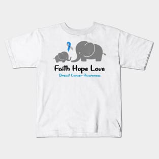 Diabetes awareness Faith Hope Fight Love Elephant Mama Son Diabetes Kids T-Shirt